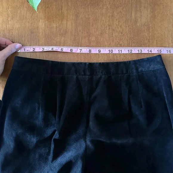 Vintage Lord & Taylor Suede Leather Pants. Black Size 8 - Picture 6 of 12